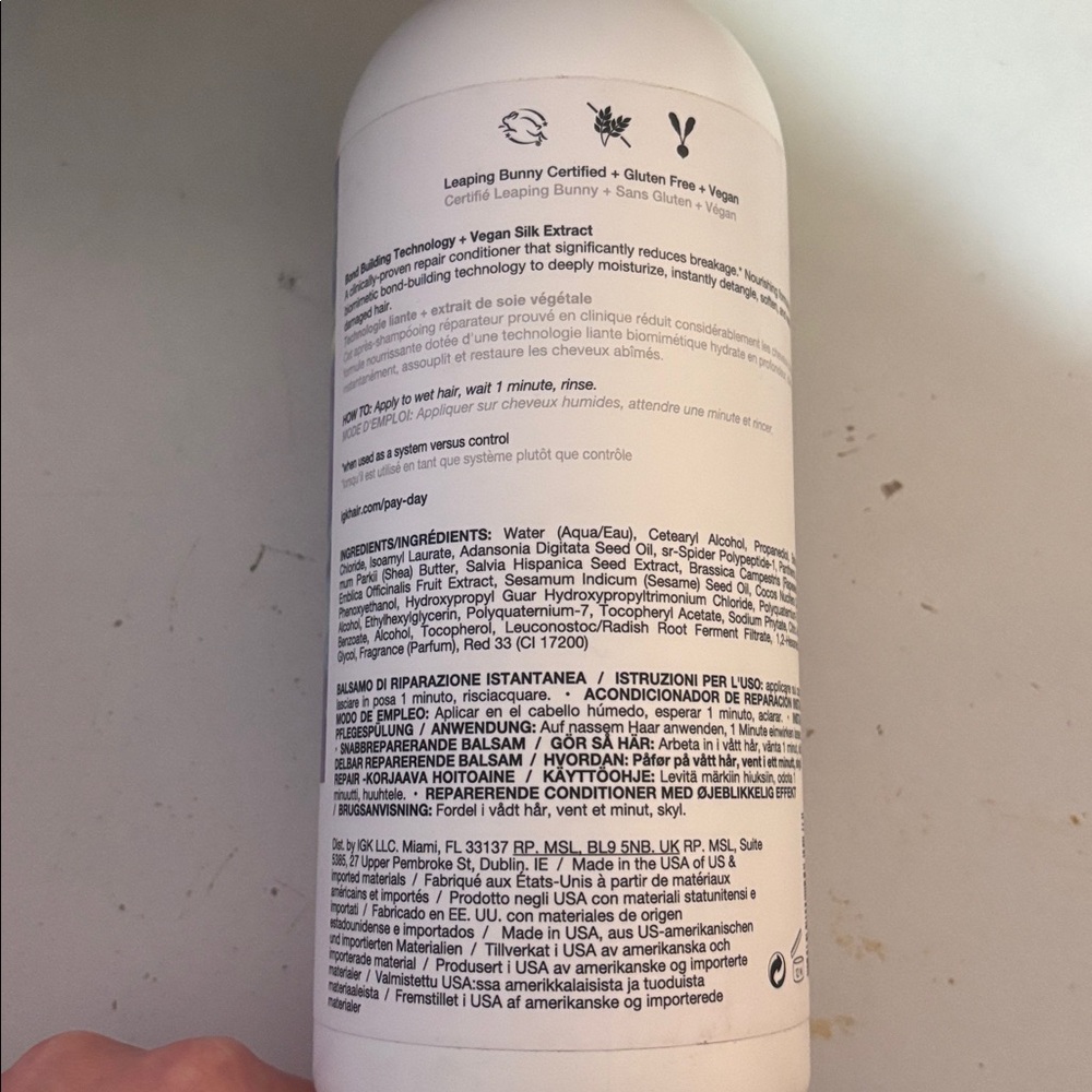 IGK PAY DAY Instant Repair Conditioner 33.8 oz Bottle Brand New NWT - Picture 4 of 7